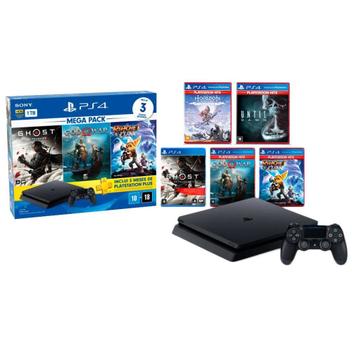 PlayStation 4 Slim 1TB Mega Pack 18 PS Plus 3 Meses+God Of War+