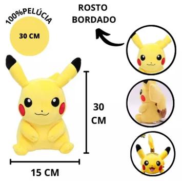 Pikachu, Brinquedo de pelúcia do desenho Pokémon, com 20 CM - Tomate Toy