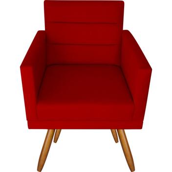 Poltrona Decorativa Para Ambientes Luxer Suede Vermelha - MegaDecor