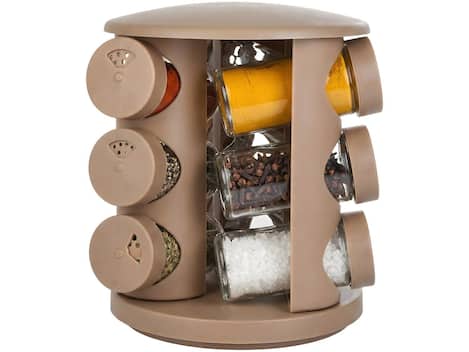 Porta-tempero de Vidro 10 Peças Brinox Lock com Suporte - Porta Tempero / Porta Condimento - Magazine Cacadoresdepromo