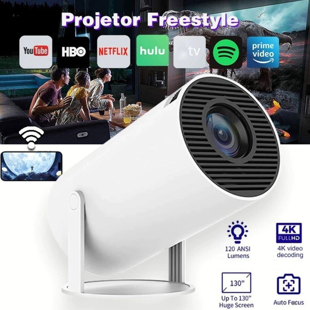 Projetor De Imagem HY300 4K Com Espelhamento WiFi Bluetooth Ideal Para ...