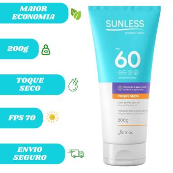 Protetor Solar Toque Seco Fps 60 Sem Parabenos Sunless 200g - Farmax ...