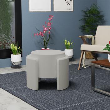 Puff Moderno Antares D23 para Decoração Sala de Estar - Veludo Cinza ...