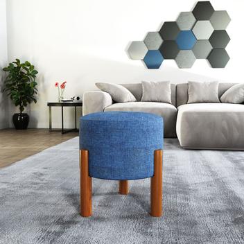 Puff Redondo Luxo Moderno com Pés em Madeira Maciça - JDL DESIGN ...