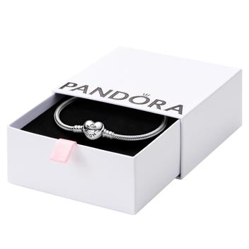 Pulseira Pandora Moments Heart Clasp Snake Chain Silver - Pulseira
