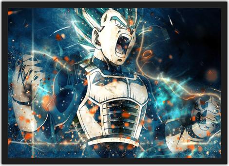 Quadro decorativo Poster Desenho Vegeta Super Sayajin Anime para