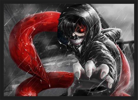 Desenho do Kaneki de Tokyo Ghoul feito no celular