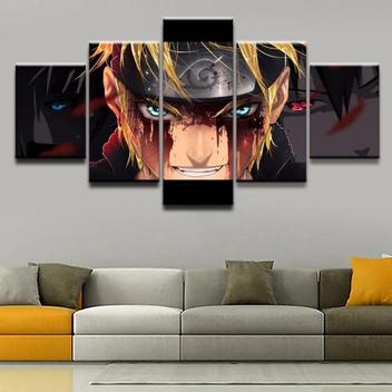 Quadro em Mosaico Decorativo Naruto Anime Desenho Quarto Sala