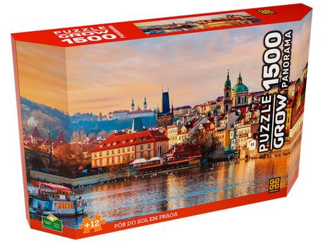 Quebra-cabeça 1500 Peças Puzzle Panorama Pôr do - Sol em Praga Grow ...