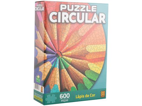 Quebra-cabeça 600 Peças Circular Lápis de Cor - Grow - Quebra Cabeça ...