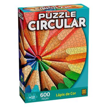 Quebra Cabeça Circular 600 Peças Grow - Lápis de Cor - Quebra Cabeça ...