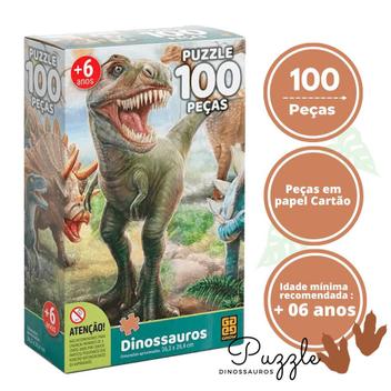 Quebra cabeça Dinossauros - 100 peças