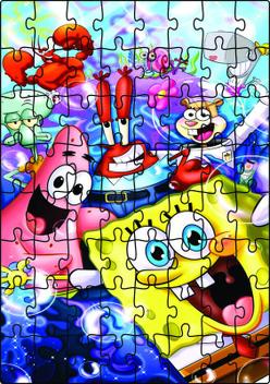Quebra-Cabeça Jogo Infantil Bob Esponja 64 Peças MDF 18x26 - Brothers ...