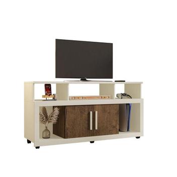 Rack Bancada Sala Com Pés De Rodinha E 2 Portas Star 135x70cm Off White ...