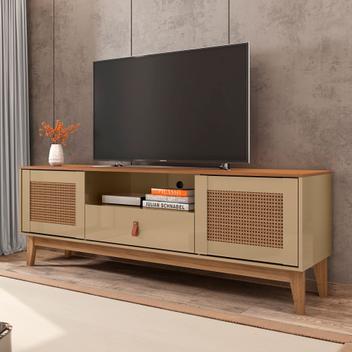 Isabela On Rack Rack para TV Isabela 1.6 Pintura Palha Champange/Cedro - Casa D - Rack ...