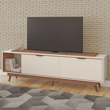 Rack Poliana 100% MDF Tuboarte 2 Portas 1 Nicho e Pés Estilo Retrô ...