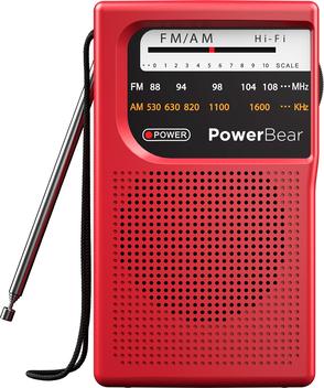 Rádio portátil PowerBear AM/FM de recepção de longo alcance vermelho ...