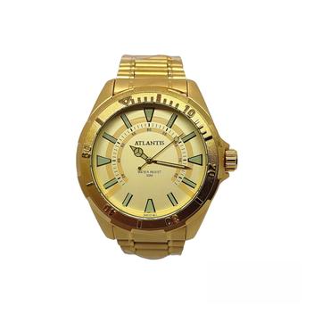 Relógio De Pulso Atlantis Dourado Masculino Resistente Água