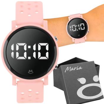 relogio feminino digital silicone rosa premium caixa led academia ...