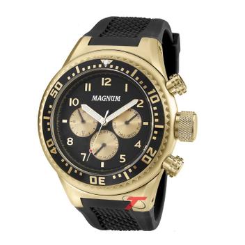 Relógio Magnum Masculino Dourado Analógico De Pulso Pulseira De Silicone  Preta Ma34683P na Americanas Empresas