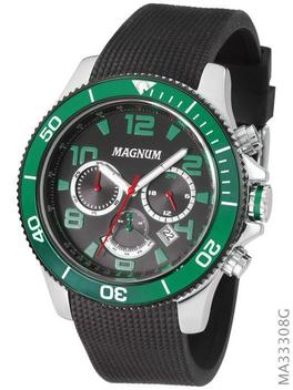 Relógio Magnum Sports MA33308G Chronograph Pulseira Borracha Preta