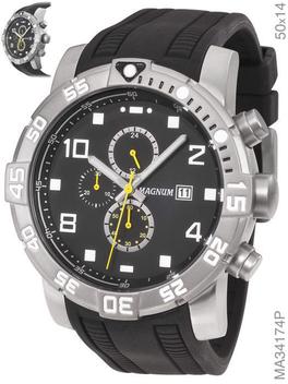Relógio MAGNUM masculino preto prata aço MA34414P - aconfianca