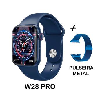 Relogio Smartwatch W28 Pro Series 8 Tela Infinita + Pulseira Metal ...