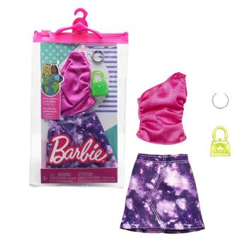 Roupas e Acessórios de boneca Barbie, Blusa Rosa e Saia Tie-Dye Com bolsa e  colar - Mattel HJT19