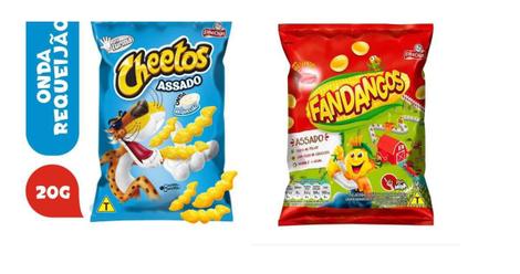 Salgadinhos Cheetos requeijão + Fandangos presunto caixa 30un