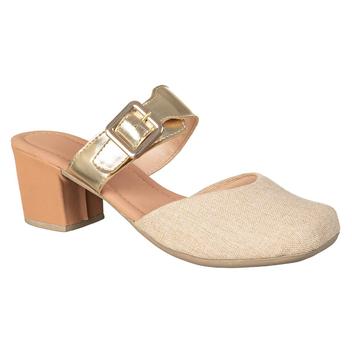 Salto Alto Luxo Cazzani Fivela Dourada Nude Macia Conforto - Cassi