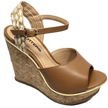 sandália couro bottero lasercut caramelo