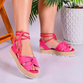 Sandalia Feminina FlatForm de Amarrar Corda Original Plataforma Samdar ...