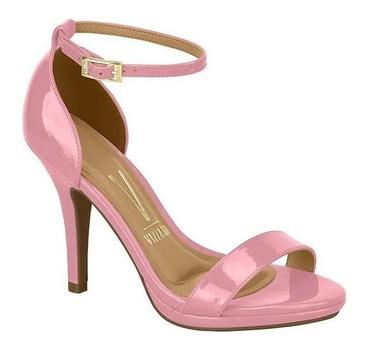 Sandália Salto Fino Meia Pata Social Vizzano Verniz Rosa 6210655 ...
