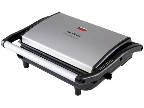 Sanduicheira/Grill Britânia Press BGR27I 2 em 1 Prata 850W - Antiaderente - Grill - Magazine Promosam