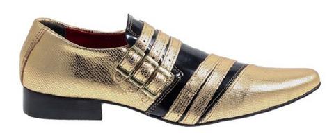 Sapato Masculino Italiano em Couro Flowers Dourado 3D Ref: 1302