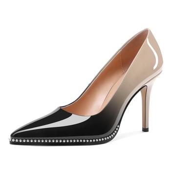 SAMMITOP Women's Round Toe Pumps Comfortable Slip On Low Heels Dress