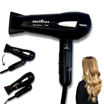 Secador de cabelos bivolt profissional mini travel 1200w pro - Britania ...