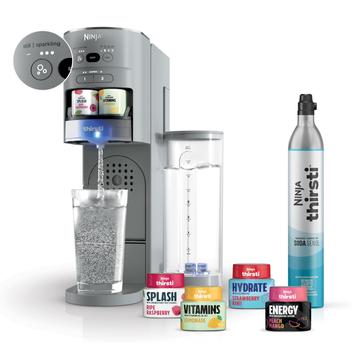 Sistema de bebidas Ninja Thirsti Soda Maker com cilindro de CO2 de