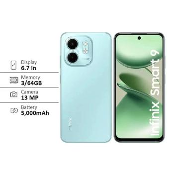 Smartphone Infinix Smart 9, Câmera 13MP, 128GB/4GB RAM, Versão