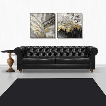 Sofá 2,60M chesterfield capitonê living Art estofados Viena Preto