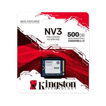 SSD Kingston NV3, 500GB, M.2 2230, NVMe PCIe 4.0, Leitura 6.000 MB