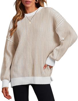 Suéter De Punto De Mujer Slouchy Loose De Gran Tamaño Gris. Vestido De
