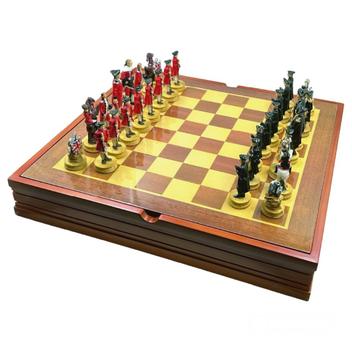 Mini tabuleiro de xadrez de renderização 3d com duas peças isoladas
