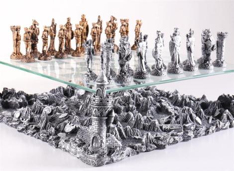 Tabuleiro de xadrez luxo a cruzada 32 pecas de ferro verito