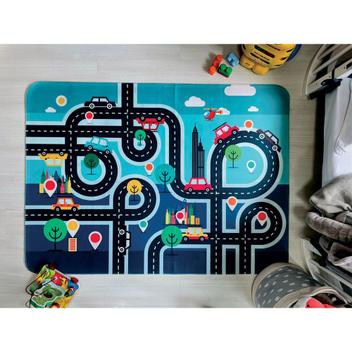 Tapete Infantil Emborrachado Antiderrapante Divertido 90cmx125cm City ...