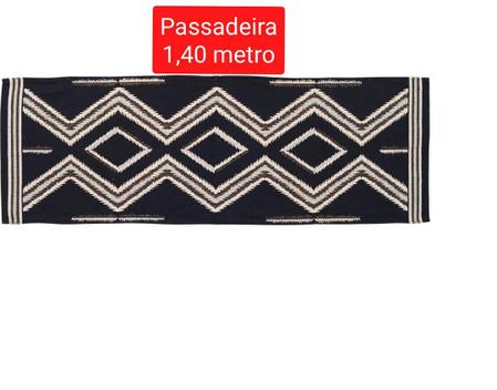 Passadeira Cozinha 45x1,20- 338862-8477 Fundo Preto / Poa Branco