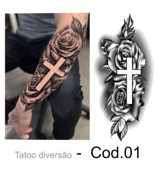 Tatuagem Temporária Flor E Cruz Masculina E Feminina - 10x20cm - Tattoo  Happy - Tatuagem Temporária - Magazine Luiza