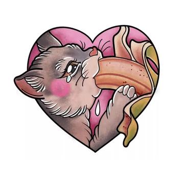 Tatuagem Temporária Gata Mamando Banana - 3I - Tatuagem Temporária
