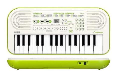 Teclado Infantil Casio SA-50 H2 Branco 32 Teclas Portátil Iniciante + Fonte  9v Chaveada - Citron