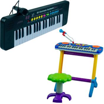 Teclado Infantil Meu Primeiro Piano Musical Com Microfone e Banquinho - Dm  - Piano / Teclado de Brinquedo - Magazine Luiza